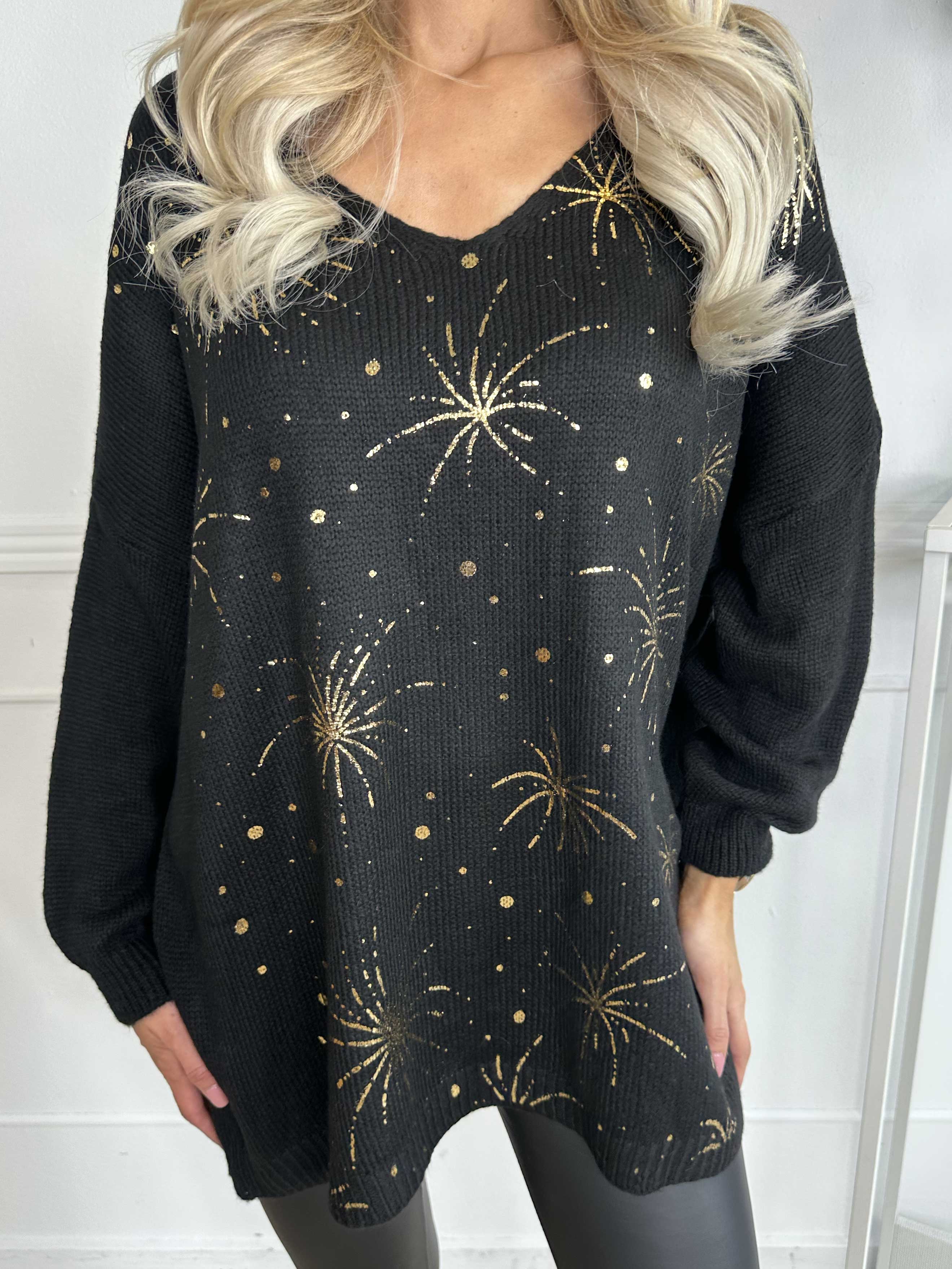 Omaria - Stickad blus med fyrverkerier på